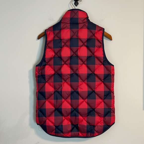 J.Crew red and black check puffer vest - Picture 4 of 6